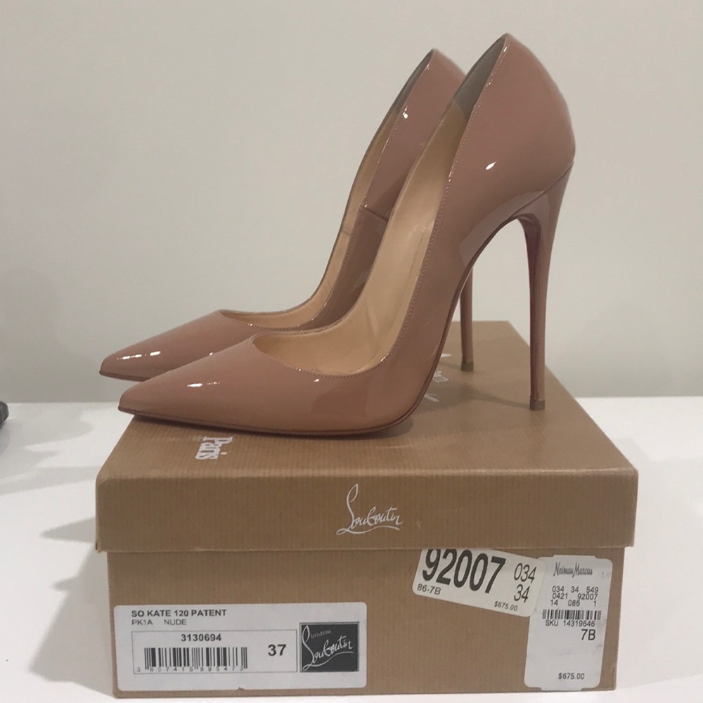 Christian Louboutin So Kate 120 Patent Nude 37 - Picture 1 of 8